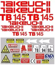 Decal Sticker set for: Takeuchi TB145 Mini Digger Pelle Bagger Excavator
