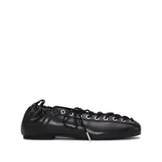 [Ganni] Ganni Lace-up Ballet Flats 38 IT BLACK
