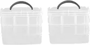 OSOLADY 2-piece Manicure Toolbox 18 Compartments Large Capacity Pp Storage Case for Nail Polish Portable and Sturdy White