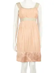 Pink Pleated Accent Sleeveless Dress