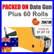 PACKED ON PACKING PACK PRICE PRICING DATE GUN LABELLER + 60 ROLLS LABEL PKD-60