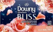 Downy Infusions Fabric Softener Dryer Sheets, Bliss, Sparkling Amber & Rose, 105 Sheets (Pack of 1)