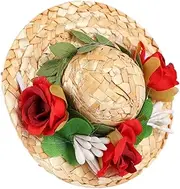PENIKOKO 1Pc Woven Decorative Flower Hat Rose Flower Headwear for Cats Dogs and Rabbits Lovely Outdoor Accessory for Pets Xs