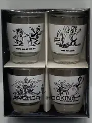 Vintage Anchor Hocking Shot Glass Set Of 4 Novelty Barware