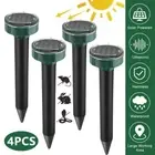 4PCS Snake Repeller Solar Powered Ultrasonic Mole Mice Pest Rodent Rat Repellent