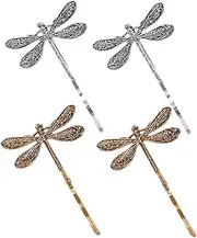 Amosfun Elegant Vintage Dragonfly Hair Clamps Metal Hairpin for Women Side Clips for Bangs Hair Clip Set for Thick