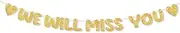 We Will Miss You Banner, Pre-Strung No DIY Glitter Bunting Banner Going Away Party Decorations for Office Work Farewell Goodbye Retirement Graduation Party Decorations Supplies (Gold)