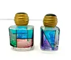 Set of 2 VTG Murano Stained Glass Hand Painted Mini Perfume Bottles