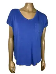 Mossimo Women's Top size M Blue Rayon Blend Cap Sleeve Scoop Neck