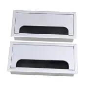 2PCS Desk Grommet Metal Rectangle Desk Cord Cable Hole Cover Grommet silver