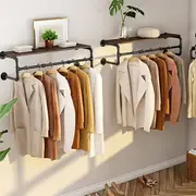 FIN Industrial Pipe Clothing Rack Heavy Metal Clothe Rail Hanging Rack Display Shelf