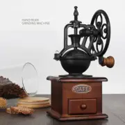 Manual Coffee Grinder Antique Cast Iron Hand Crank Mill Settings & Catch Drawer