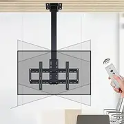 Electric TV Ceiling Mount - Fits 32-75 Inch Motorized TV Stand, 360° Manual Rotation TV Lift, Adjustable Ceiling TV Mount Bracket, with Remote Control Motorized TV Mount