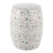 JONATHAN Y Garden Stool 17.5" Ceramic Terrazzo White Pink