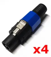 4 Pack Lot - Male 4 Pole Conductor Cable Connector for SPEAKON Audio Loudspeaker