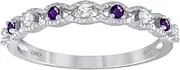 [JewelryWeb] 925 Sterling Silver Womens Purple CZ Simulated Diamond Semi eternity Wedding Band Ring6-Eternity-Ring for Women and Men