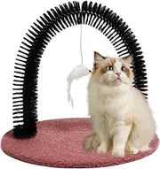 Cat Groomer Arch - Cat Kitten Massaging and Scratching Pet Arch | Self-Grooming Cat Brush with Base | Scratching Arch Bristle Massager for Cats & Rabbits | Shedding and Cleaning Tool