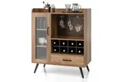 Giantex Wooden Wine Cabinet Buffet Sideboard w/Removable Wine Rack & Glass Holder Wine Storage Sideboard