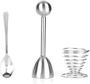 Baxnore Stainless Steel Egg Cutter, Egg Cutter Topper Set, Boiled Egg Cutter, Lightweight Egg Opener, Multifunction Portable Egg Topper for Kitchen