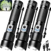 990,000 High Lumens Rechargeable Flashlights - 3 Pack Bright LED Flash Light ...
