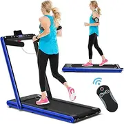 Costway in-1 Folding Treadmill, Under Desk Walking Treadmill with Dual LED Display, APP & Remote Control, Phone Holder and Speaker, 2.25HP Electric Jogging Running Machine for Home and Office