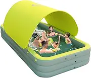 Nuwani Inflatable Kiddie Pool with Canopy for Kids, Adults & Dogs - Durable PVC, Easy Setup, Foldable & Portable - Perfect for Outdoor & Indoor Use（103''X67''X24''）