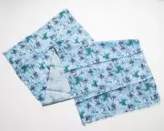 Luciano Barbera $395 Blue Navy Green Floral Pattern Linen Fringe Scarf 78” X 58”