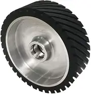 DRBASJHFO 250 * 75mm Grooved Rubber Contact Wheel Dynamically Balanced Belt Sander Polisher Wheel Sanding Belt Set(B 15mm Installed)