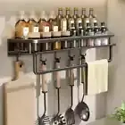 Kitchen Shelf Spice Storage Rack Wall Mount Kitchen Spatula Spoon Hook Towel Bar