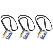 10PK Durable Acrylic Deluxe Company Card/Badge Secure Holder w/ Necklace/Strap