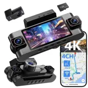 4 Channel Dash Cam 360° View,4K Front Rear Inside Dashcam,Left Right Dash Cam...