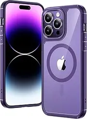 TAURI for iPhone 14 Pro Case 6.1", Compatible with MagSafe, Military-Grade Protection, [Anti-Yellowing] Shockproof Transparent Back Magnetic Phone Cover - Darkpurple