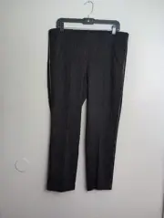 Chico's Juliet Leopard Print Black Faux Leather Trim Ankle Pants Women's 12 P