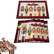 4Pcs Nutcracker Place Mats Carton Soldier Table Mats for Christmas Dining Table Party-Style 3