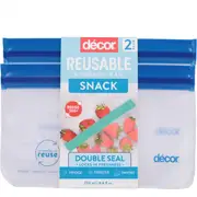 Decor Reusable Snack Bags Sealable Assorted 2 pack