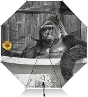 [PDZRMY] Gorilla Bathtub UV Protection Travel Umbrella Compact for Rain and Sun - Auto Open and Close UPF 50+ Windproof Portable 46” Sun Umbrella for Women and Men
