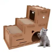 Cat Scratching Cardboard House Bed Scratch Pad Mat Pet Hideout Box Kitty Toy