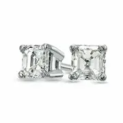 0.75 CT. T.W. Certified Asscher-Cut Diamond Solitaire Stud Earrings in 18K White Gold (I/VS2)