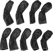 9PCS Golf Iron Cover Set, Golf Iron Head Cover Club Heads Protector Headcovers Long Neck with Zip for Titleist, Callaway, Ping, Taylormade, Cobra