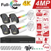 Smart 4MP 8CH Home Security Camera System 4pcs Wired PoE IP Cameras Outdoor Cam