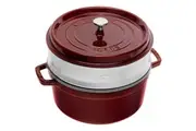 Staub Round Cast Iron Cocotte with Steamer 26cm | Grenadine