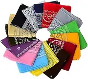 [Weyeena] 12Pcs Bandanas Paisley Print Novelty Headband Cowboy Headwraps Scarfs Hair Head Bandana for Men-Color Random