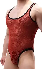 [KEOYA] Men's Sexy Lace Mesh Jockstrap Leotard Wrestling Singlet Bodysuit Bugle Pouch Thong Underwear Jumpsuits