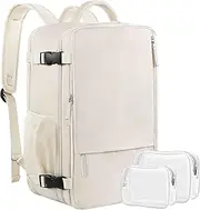 Epzia Expandable 40L Travel Backpack for Women & Men, Flight Approved Carry On Backpack with 17" Laptop Compartment & 2 Makeup Bags, Waterproof Work Backpack
