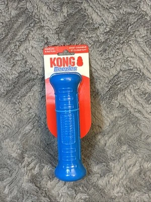 KONG Beezles Chew Squeaks Rattles 7" Stick Contoured Blue