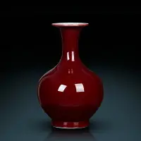 在飛比找樂天市場購物網優惠-景德鎮陶瓷器仿古霽紅色花瓶擺件 客廳 插花中式博古架裝飾工藝