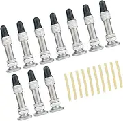 Tadill 10 Pieces Bike Valve Old Bicycle Valve with 10 Rubber Tubes Black Valve Caps Zinc Alloy Bike Components Woods Valve British