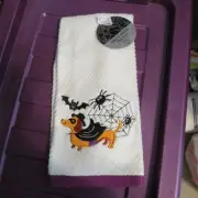 (1) Haunting Halloween Dachshund Kitchen Towel - Spider Web Bat Zorro NWT