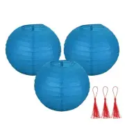 3 Pcs Sapphire Blue Round Paper Lanterns 8 Inch Paper Lantern Party Decorations