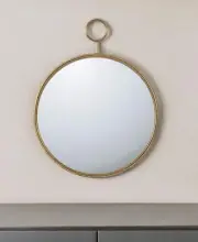 32" Gold Round Iron Framed Accent Mirror